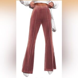 Velvet Flared Pants in Mauve